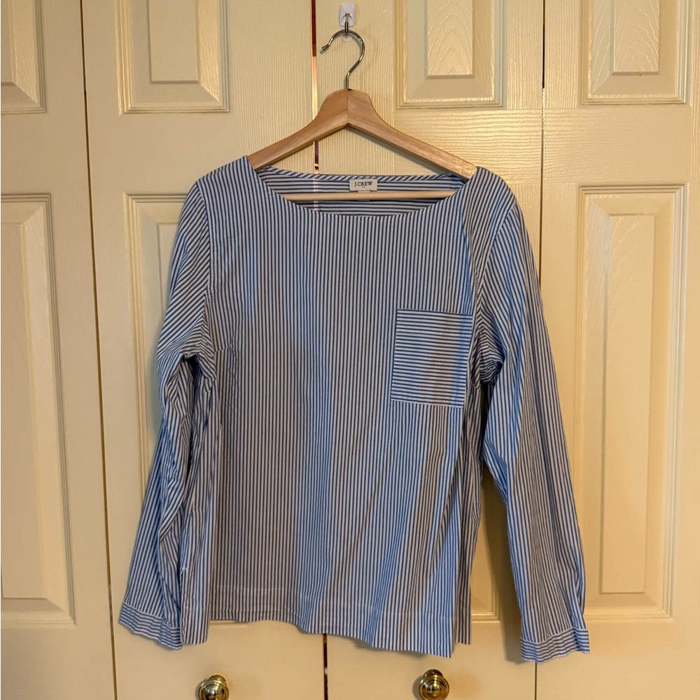 J. Crew Navy and Cream Striped Shirt